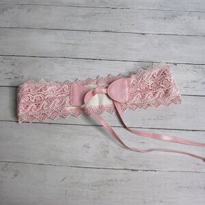 Vintage Women's Pink Lace Cummberbund Corset Belt One Size Ties
